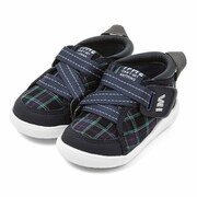 播州織チェック柄キネティックベルトスニーカー 20-3302 ネイビー 14.5cm [ベビーシューズ]