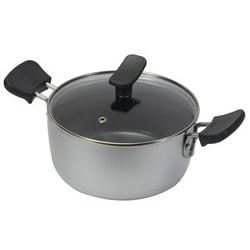 chiiino チーノ IH対応 オール熱源対応 ふっ素加工 鍋 両手鍋 18cm ガラス蓋付 HB-6562