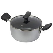 chiiino チーノ IH対応 オール熱源対応 ふっ素加工 鍋 両手鍋 18cm ガラス蓋付 HB-6562
