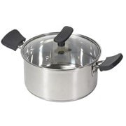 chiiino チーノ IH対応 オール熱源対応 3層底 ステンレス製 鍋 両手鍋 18cm ガラス蓋付 HB-6573