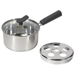 chiiino チーノ IH対応 オール熱源対応 3層底 ステンレス製 鍋 片手鍋 16cm ガラス蓋付 目皿付 HB-6574