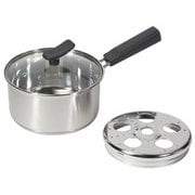 chiiino チーノ IH対応 オール熱源対応 3層底 ステンレス製 鍋 片手鍋 16cm ガラス蓋付 目皿付 HB-6574
