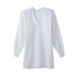 長袖U首シャツ Lサイズ ホワイト RP63102Y