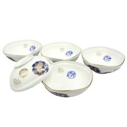 金蘭重ね小鉢 金色の花柄 5セット （二代 佐々木昭楽( SASAKI