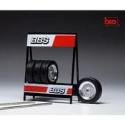 18SET009W 1/18 タイヤセット BBS シルバー BBSキャップ [ミニカー用アクセサリー]