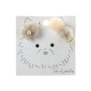 K23-00103 [ヘアアクセ 2点セット チュール×花 グレー]