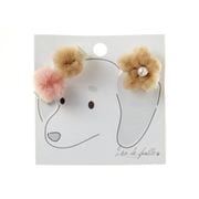 K23-00116 [ヘアアクセ 2点セット チュール×花 ベージュ]