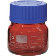 017250-1250A [SIBATA ねじ口びん 広口 茶褐色 青キャップ付 250mL （10個入）]
