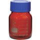 017250-1500A [SIBATA ねじ口びん 広口 茶褐色 青キャップ付 500mL （10個入）]