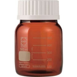 017250-3500A [SIBATA ねじ口びん 広口 茶褐色 白キャップ付 500mL （10個入）]