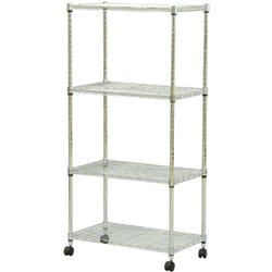スチールラックセット4段 ポール直径19mm 幅60×奥行35×高さ123.5cm キャスター付き JSR-6012C メッキ