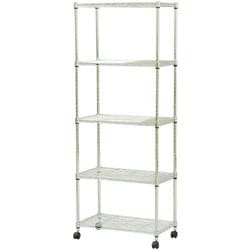 スチールラックセット4段 ポール直径19mm 幅60×奥行35×高さ156cm キャスター付き JSR-6015C メッキ