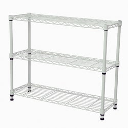 スチールラックセット3段 ポール直径19mm 幅75×奥行25×高さ61.8cm ホワイト NS-7525WH WH