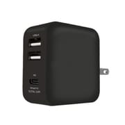 PD対応 AC充電器 18W USB-A×2/Type-C×1 3ポート ブラック AKJ-E36PD3BK