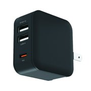 PD対応 AC充電器 20W USB-A×2/Type-C×1 3ポート ブラック AKJ-E20WPD3BK