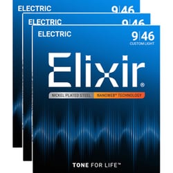 【3セットパック】Electric Nickel Plated Steel with NANOWEB Coating #12027 カスタムライト 009-046 NANOWEB（3pack）