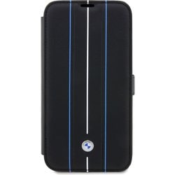 BMW - SIGNATURE COLLECTION - GENUINE LEATHER BOOKTYPE CASE WITH HOT STAMP LINES - BLACK iPhone 14 Pro Max用 BMBKP14X22RVSK