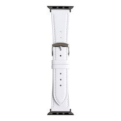 RWC537WU [Apple Watch 38/40/41mm 用 バンド 牛革 グレイスパール ホワイト ブラックアダプター]