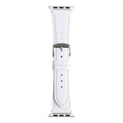 RWC037WU [Apple Watch 38/40/41mm 用 バンド 牛革 グレイスパール ホワイト シルバーアダプター]