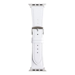 RWC037WW [Apple Watch 42/44/45mm 用 バンド 牛革 グレイスパール ホワイト シルバーアダプター]