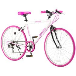 ★箱割品★26インチ クロスバイク 自転車 スチール製 6段変速 ピンク