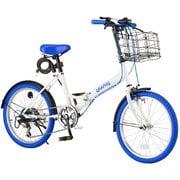 GRAPHIS(グラフィス) 折畳自転車 20インチ 6段ギア ホワイトブルー GR-FD