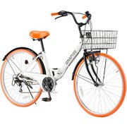 折りたたみシティサイクル 26インチ 6段変速 GR-CITY ホワイトオレンジ