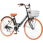 GRAPHIS(グラフィス) 折畳シティサイクル 26インチ 6段ギア ブラックオレンジ GR-CITY