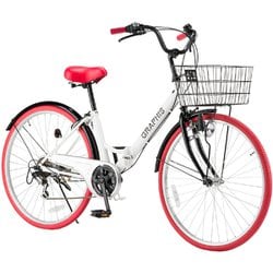 GRAPHIS 折り畳み自転車 ホワイト/レッド GRAPHIS（自転車） 自転車 折りたたみ 20インチ ワンランク上の
