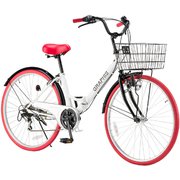 GRAPHIS(グラフィス) 折畳シティサイクル 26インチ 6段ギア ホワイトレッド GR-CITY