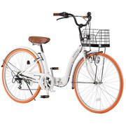 折りたたみシティサイクル 26インチ 6段変速 GR-CITY-OT ホワイト/オレンジ