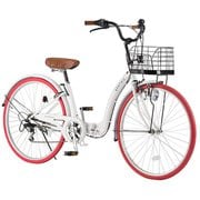 折りたたみシティサイクル 26インチ 6段変速 GR-CITY-OT ホワイトレッド