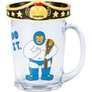 おもしろ食器 STRONGEST マスクマン フタ付き ジョッキ 約360ml 「DO IT」 青 SAN3615-2
