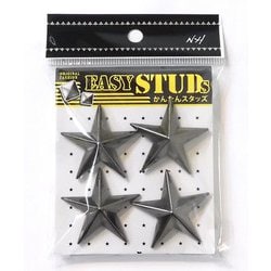 E-ST30-BS [爪スタッズ 星型 ブラックシルバーカラー 38mm 4個入り]