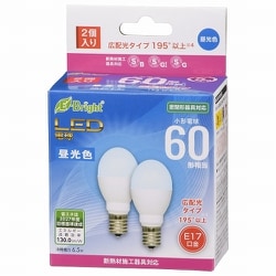 LED電球 小形 E17 60形相当 昼光色 2個入 LDA7D-G-E17 IH23 2P