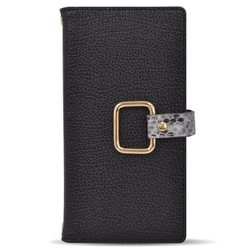 MD75238-1 [Smarfy iPhone 14 Pro用 パイソン手帳ケース BLACK]