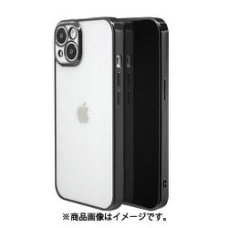 7395IP261TP [iPhone 14用 ケース カバー TPU 極限保護 精密設計 クリア 透明 メタルフレーム ブラック]