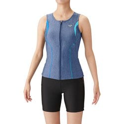 大きめカラースナップ付きセパレーツ(差し込みフィットパッド) LAR3241W (MNBU)ネイビー・ブルー×ブラック Oサイズ [水着 レディース]