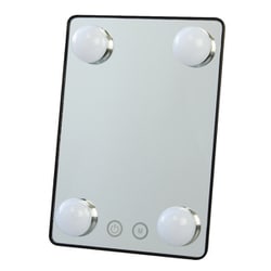 LEDビューティースタンドミラー ブラック 四辺点灯タイプ USBケーブル付属 電池別売 YLD-10