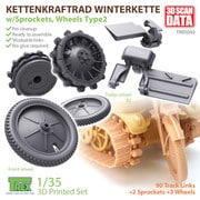 TR85060 1/35 WWII ドイツケッテンクラート用 ウィンターケッテン履帯 起動輪/タイヤType2付（タミヤ用） [1/35スケール プラモデルパーツ]