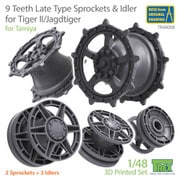 TR48008 1/48 WWII ドイツキングタイガー/ヤークトタイガー用 9歯起動輪/誘導輪 後期型セット（タミヤ用） [1/48スケール プラモデルパーツ]