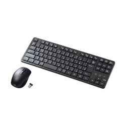ワイヤレスキーボード マウスセット 静音 無線 ワイヤレス キーボード パソコン PC 薄型 メンブレン テンキーなし 日本語配列 乾電池 ブラック SKB-WL38SETBK
