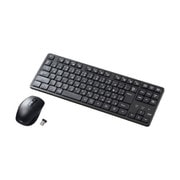 ワイヤレスキーボード マウスセット 静音 無線 ワイヤレス キーボード パソコン PC 薄型 メンブレン テンキーなし 日本語配列 乾電池 ブラック SKB-WL38SETBK