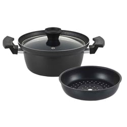 両手鍋 20cm IH対応 囲 深型マルチポット 目皿付き KK-20MP