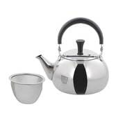 NQ-0023 [ティーポット 急須 ステンレス製 茶こし付き トップハンドル 700ml 大容量 ミラー仕上げ 持ちやすい]