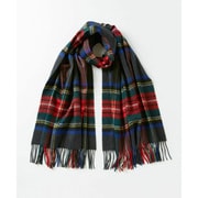 大判 タータンチェック ストール カシミヤ100% レディース スコットランド製 チャコール×スチュワート WA56 190x70 VU9031