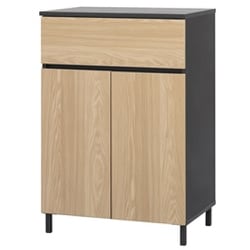 キッチンキャビネット ライトナチュラル/ブラック お客様組立 KCBL-590H