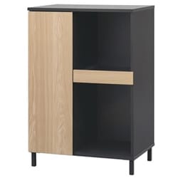 キッチンキャビネット ライトナチュラル/ブラック お客様組立 KCBL-590ST