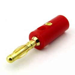 φ4mmネジ止め式バナナプラグ金メッキ 赤 2個入り WTN-06-1005G-RD2P