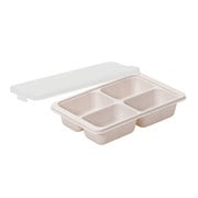 LD-341 [冷凍 保存 容器 小分け トレー お弁当 おかず 離乳食 作り置き 130ml×4マス 2個組 ワームグレー]